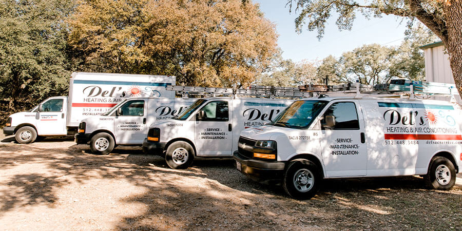 Del's Heating and Air Conditioning vans